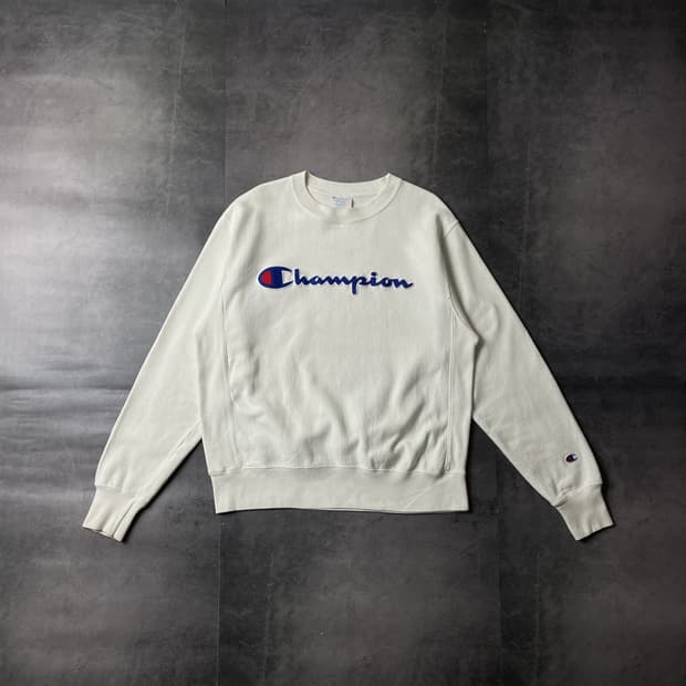 CHAMPION 챔피온 리버스위브 크림 기모 맨투맨 A00495