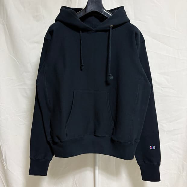 챔피온 리버스위브 USA MADE 레드택 웜업 후드티 / 블랙, L