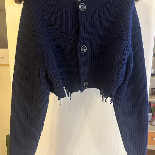 로도리리온 RHODOLIRION 데미지 크롭 니트 가디건 (free)