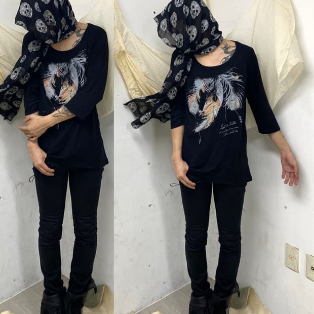 [PLG]Vkei Feathers Print Tee