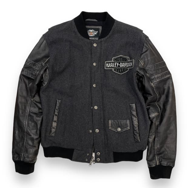 (103) 할리데이비슨 울 레더 바시티 자켓