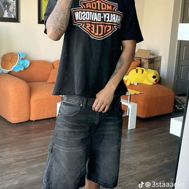 빈티지 할리데이비슨 오렌지 쉴드로고 반팔