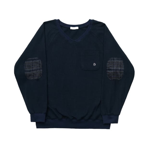 포니즈 CHECKED PATCH SWEATSHIRT (NAVY)