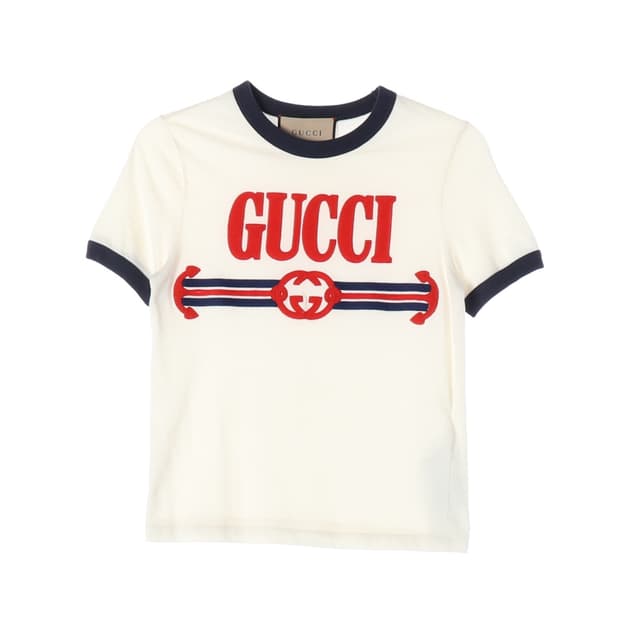 구찌 인터로킹 G 웹 코튼 저지 티셔츠 오프 화이트 반팔  XS
