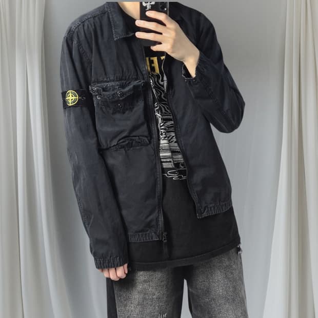 스톤아일랜드 올드이펙트 셔츠 자켓 블랙