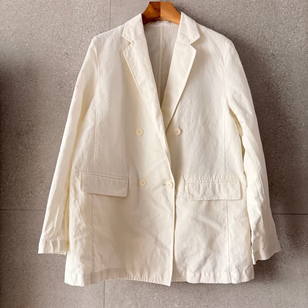 유니클로 여성 아이보리색 린넨 여름 자켓 L