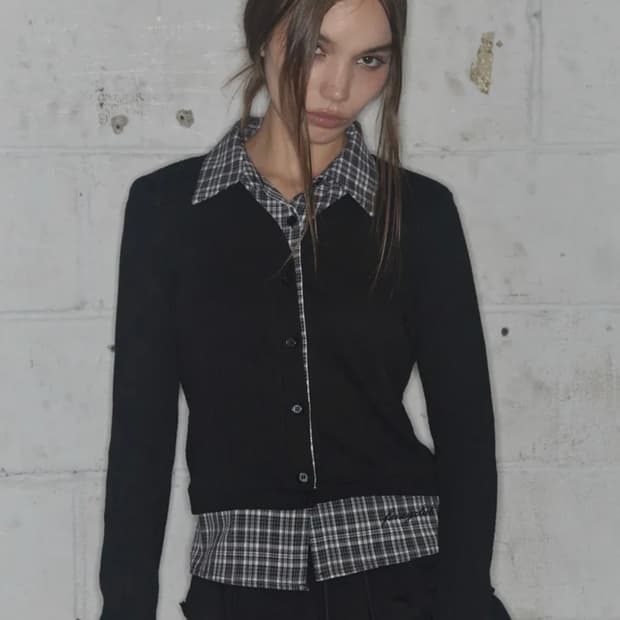 팬시클럽 체크 셔츠 레이어드 가디건