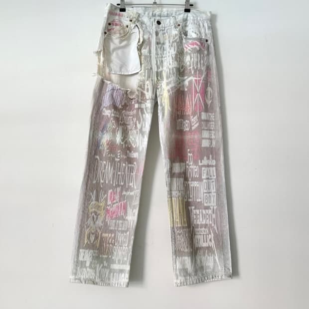 LEVI'S 501 90s custom painted pants 