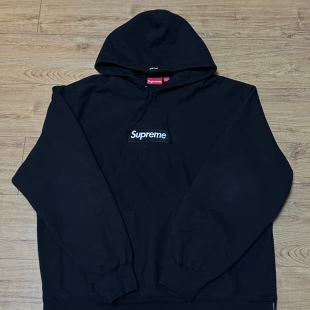 [XL] 슈프림 박스로고 후드 스웨트셔츠 블랙 - 23FW