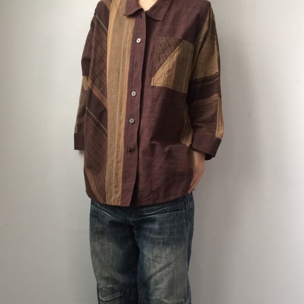 Stripe pattern mixed shirt