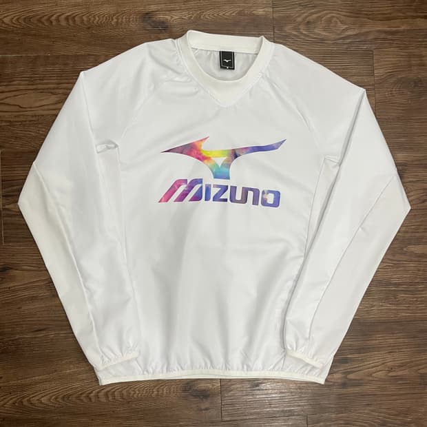 미즈노 MIZUNO 레인보우 로고 화이트 웜업