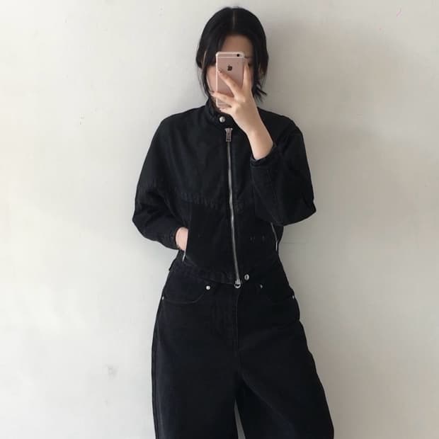 디젤 흑청데님 라이더 자켓