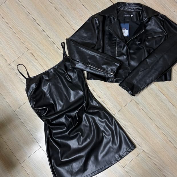 세트 가죽 투피스 자켓 원피스 셋업