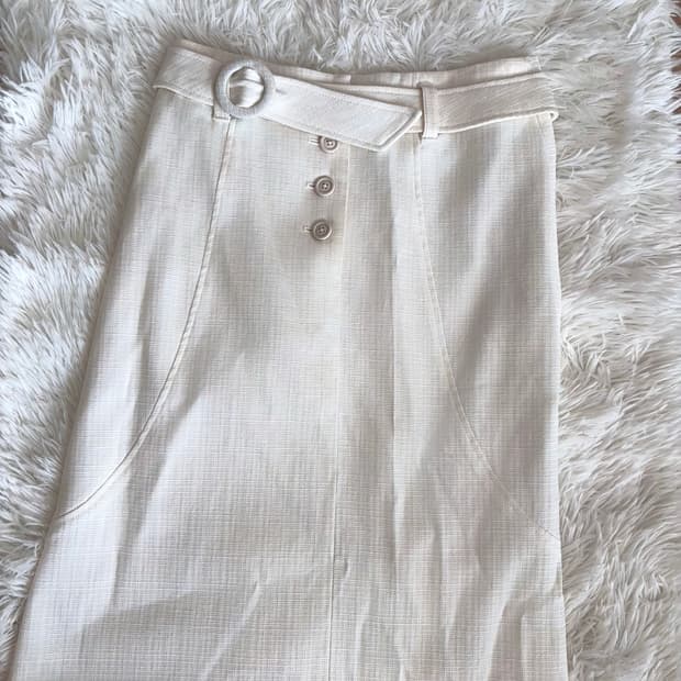 아메카지 히메카지 A라인 벨트 미디 스커트 (착샷o)