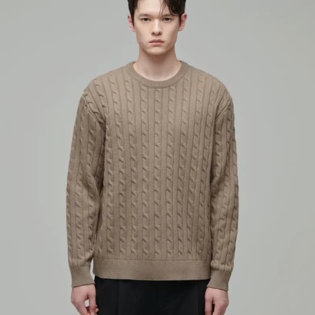 무신사 스탠다드 케이블 니트 베이지 S사이즈