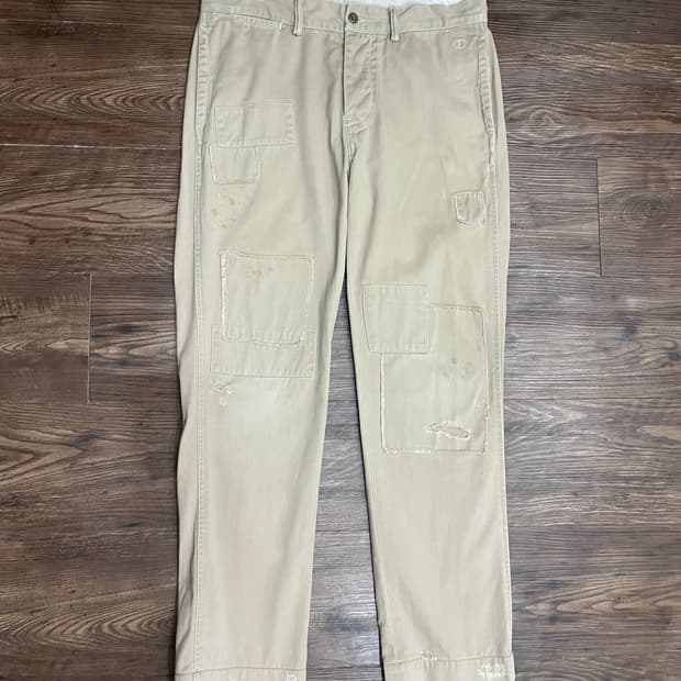 폴로 디스트레스드 리페어드 패치워크 치노 팬츠