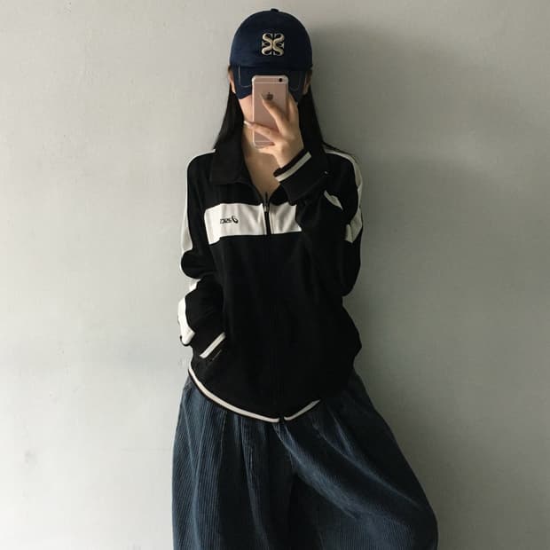 아식스 배색 트랙탑