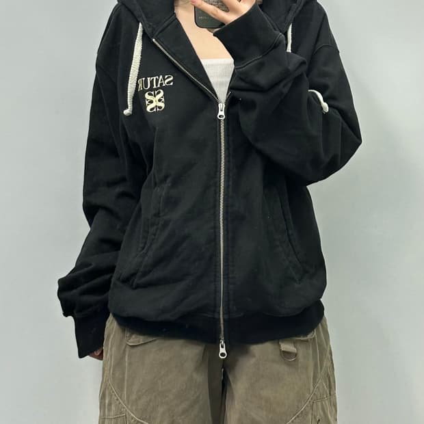 세터 클래식 블랙 투웨이 후드집업 