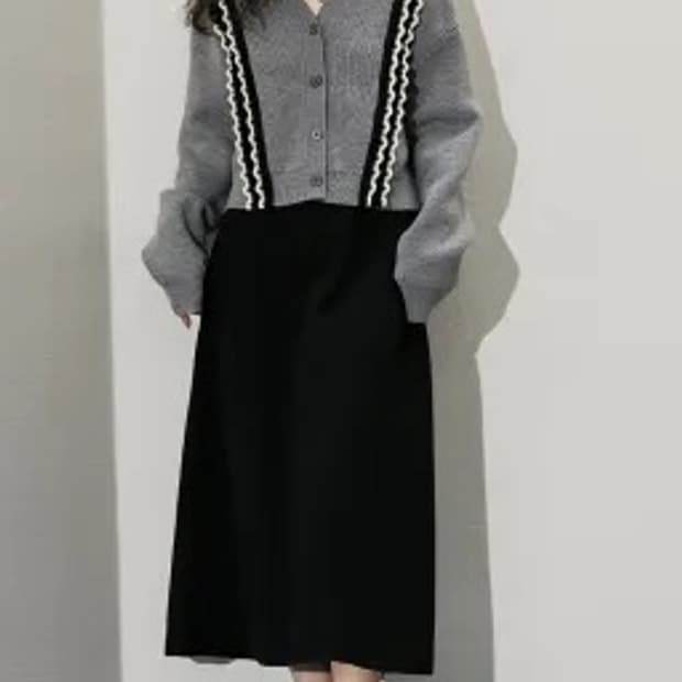 Kuose V-neck Grey Women Autumn Winter S