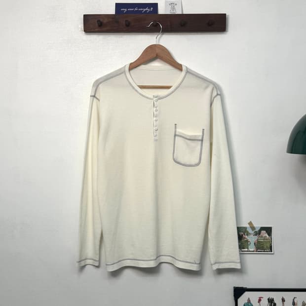 Henley neck Waffle knit/ T116