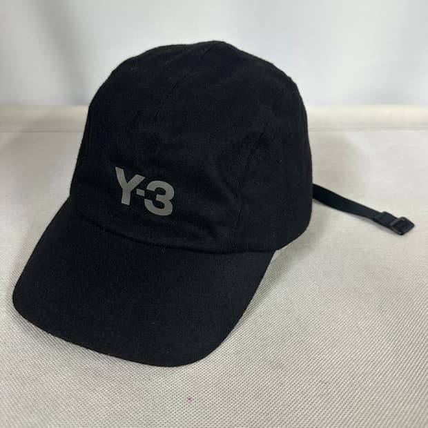 요지야마모토 Y-3 로고패치 롱스트랩 울 베이스볼 캡