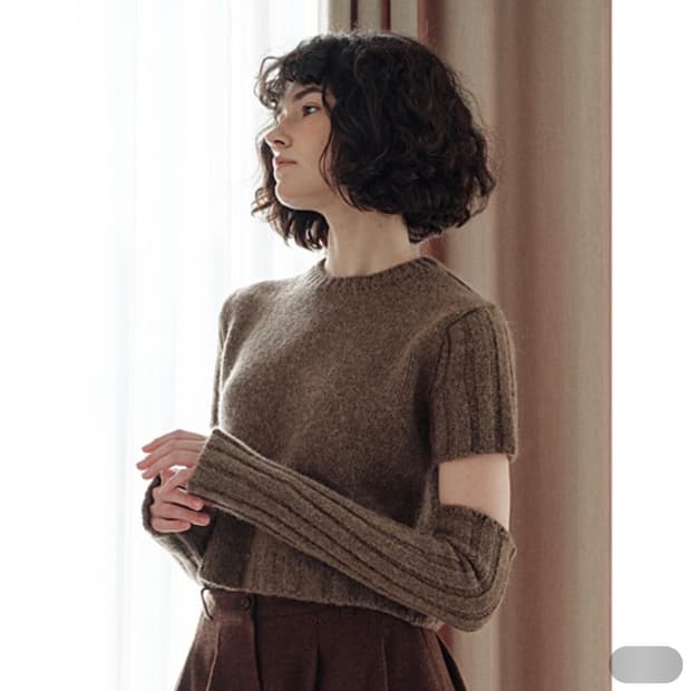 어센티 알파카 워머 니트 세트 브라운