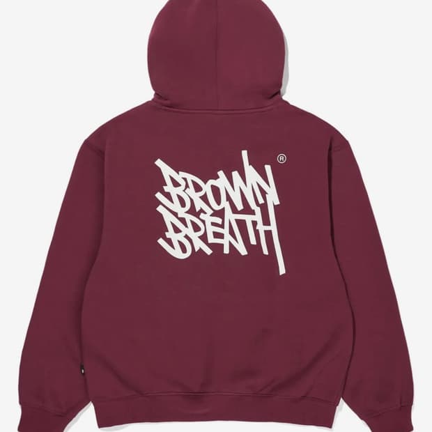 브라운브레스 버건디 기모 후드티 - BURGUNDY