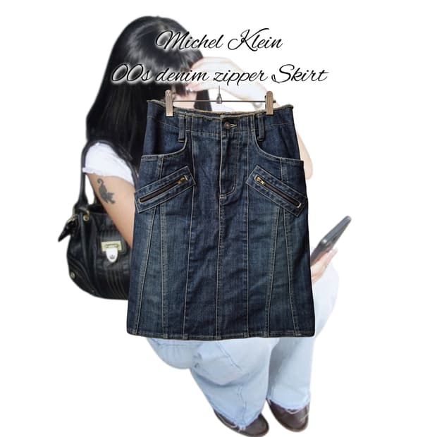 Michel Klein 00s denim zipper Skirt