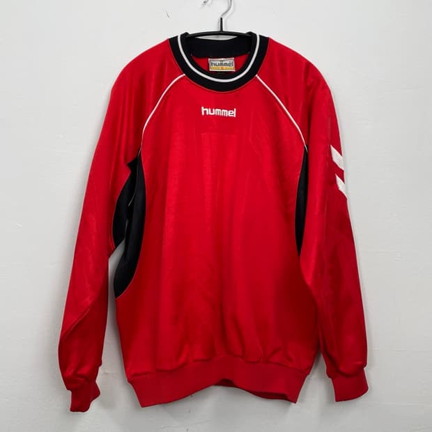 험멜 Hummel 레드 배색 라글란 맨투맨 XL