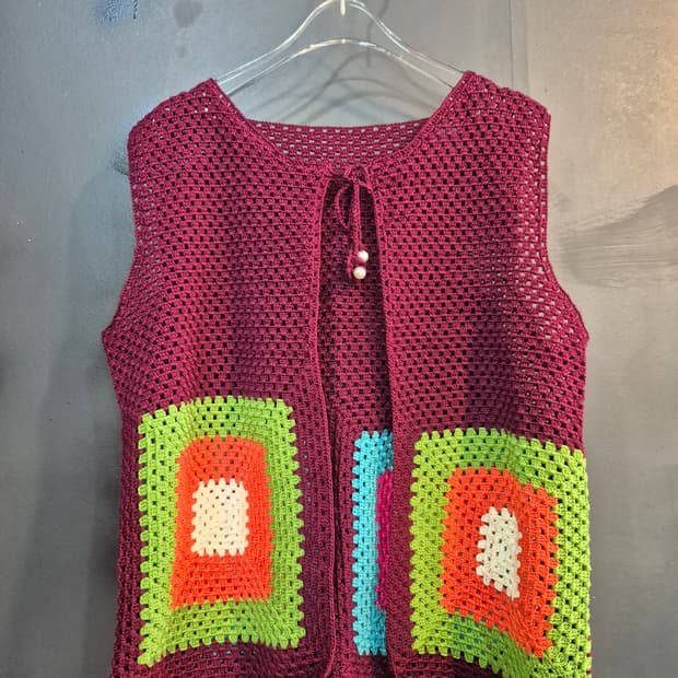 크로쉐 뜨개 조끼 베스트 L  XL