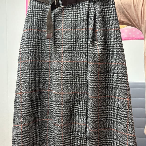 체크무늬 롱치마 