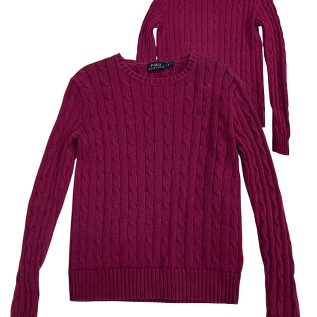 폴로 랄프로렌 케이블 니트 버건디 S