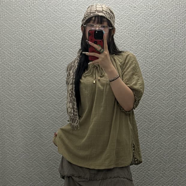 컨트리 코지 모리걸 시스루 펀칭 리본 아방핏 반팔티 K0409
