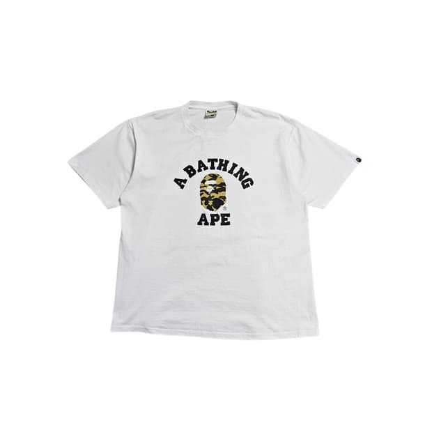 베이프 카모 사루 반팔티 화이트