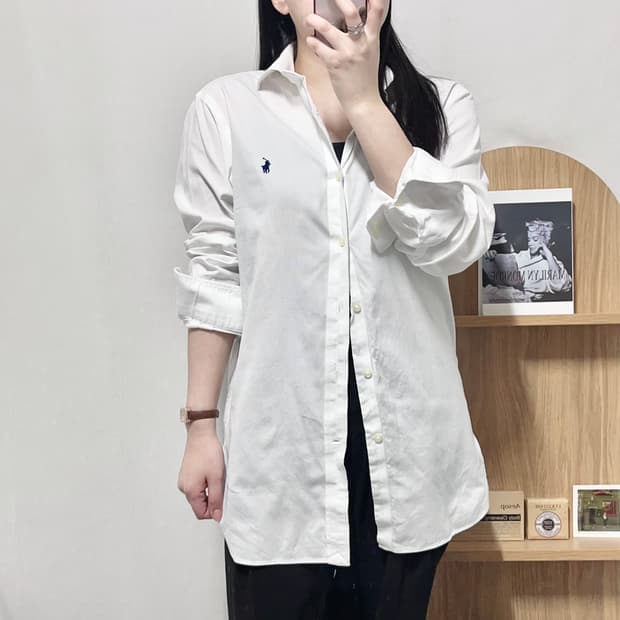 [정품] 폴로 화이트 / 네이비포니 솔리드 셔츠 [ 15 ]