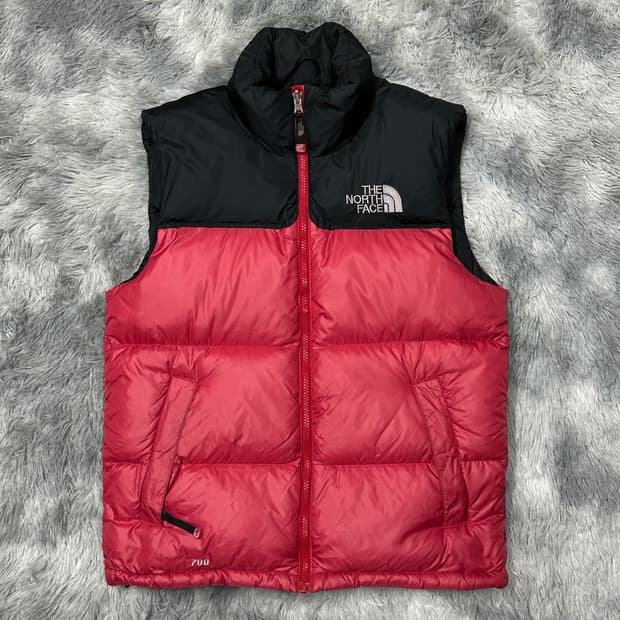 노스페이스 700 눕시 패딩조끼 레드 