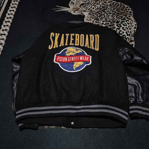 비전 스트리트웨어 울 레더 바시티 자켓 M 정품