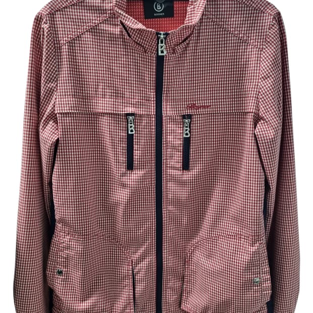 보그너 레드 체크 패턴 바람막이 간절기 점퍼 90