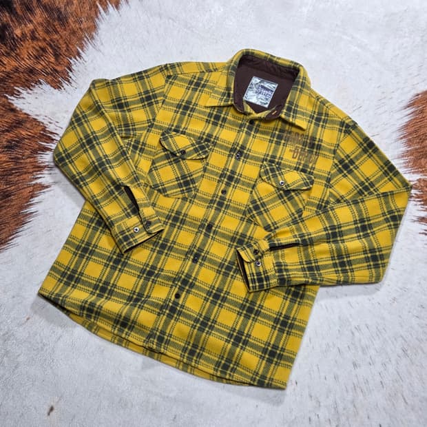 디자인 유나이티드 옐로우 체크 후리스 셔츠