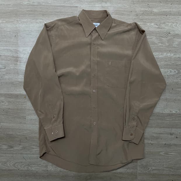 입생로랑 포켓 자수 로고 긴팔 셔츠 [베이지] M/95