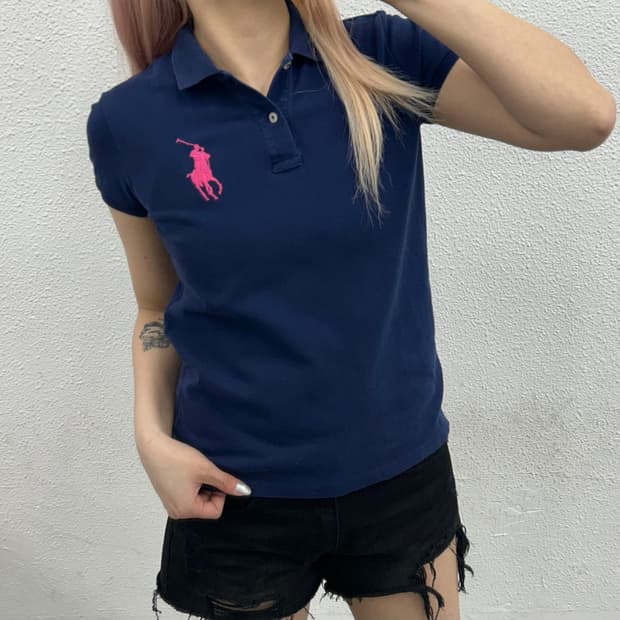 폴로 랄프로렌 빅포니 네이비 카라 반팔 XL