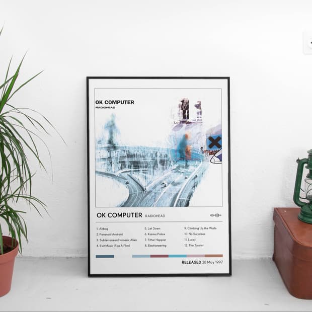 라디오헤드 OK 컴퓨터 앨범 아트워크 포스터 액자 50x70cm