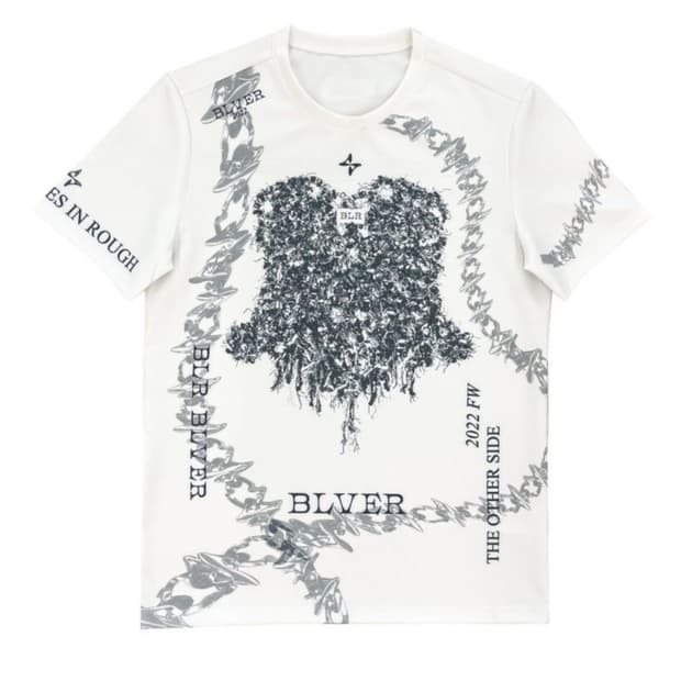 BLR BLUER 비엘알 체인 프린트 핏 티셔츠 s 크롭