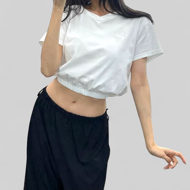 (WOMEN M)90'S 아디다스 크롭 반팔-Y296