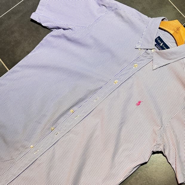 [POLO] 빈티지 폴로 핑크 포니 커스텀핏 반팔셔츠 42