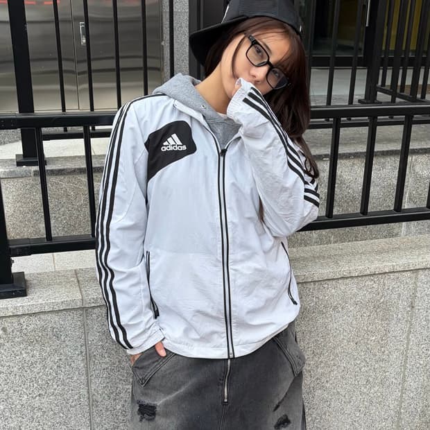 90s ADIDAS 화이트 오레오 윈드브레이커 jk