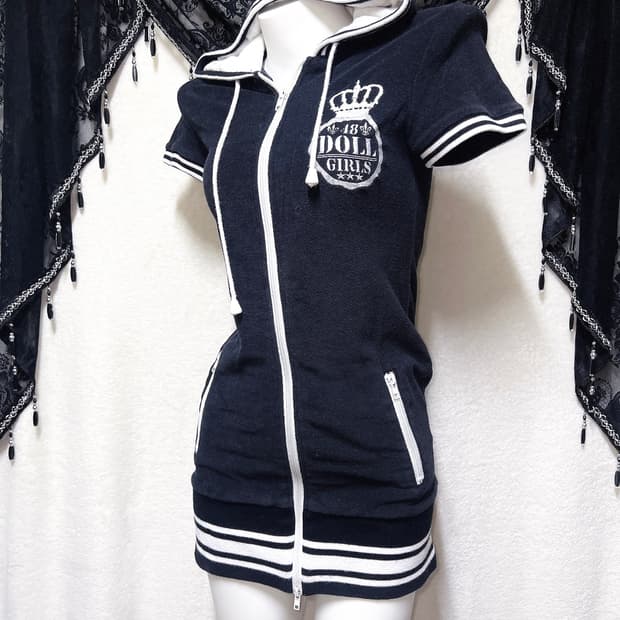 리즈리사돌 y2k 와투케 오네갸루 펑크 베메클 투웨이 후드집업 원피스