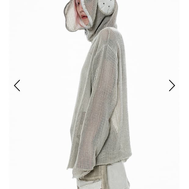 ICYTO  MESH ZIP HOODIE beige
