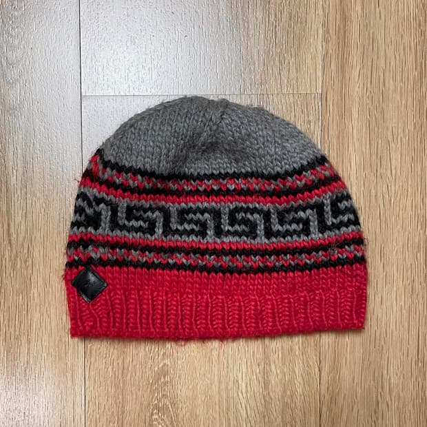 택포) 90s Made Canada 빈티지 패턴 니트 숏 비니 모자