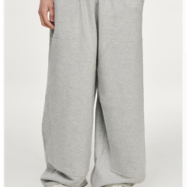L 새제품) 시그니처 더블니 기모 바지 스웨트팬츠 멜란지그레이 남성 34
